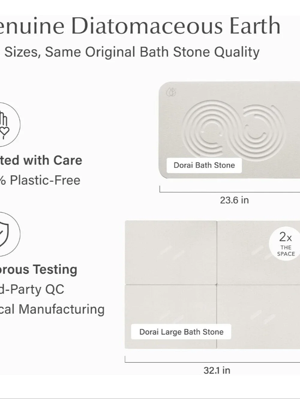 Dorai XL Home Stone Bath Mat - Premium Diatomaceous Earth Bath Floor Mats
